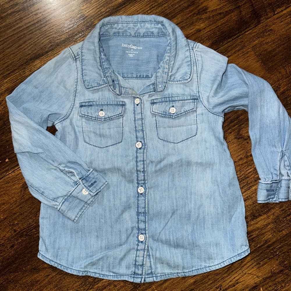 GAP Baby Light Blue Denim Button Up Shirt